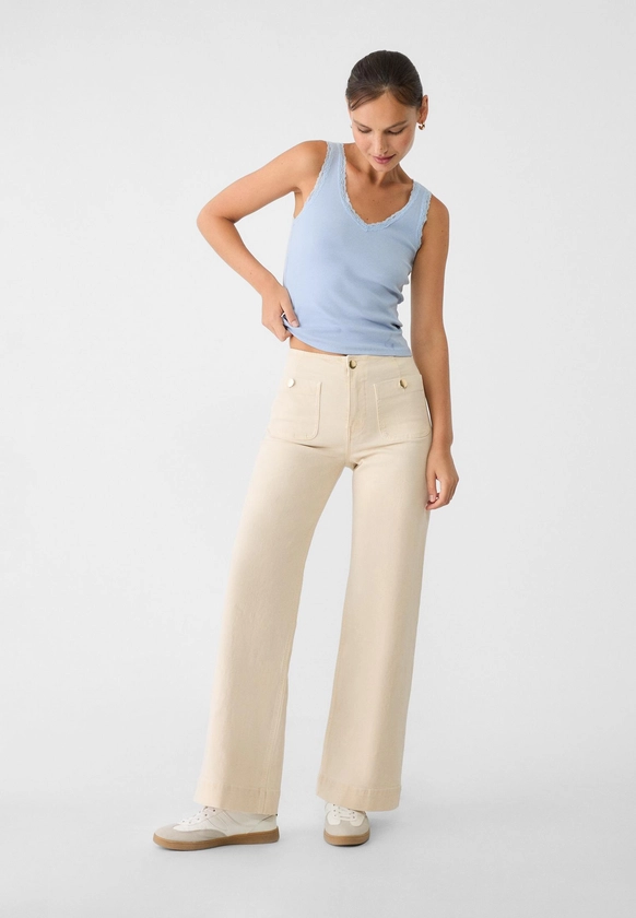 D77 Pantalon minimaliste avec poches - Mode femme | Stradivarius France