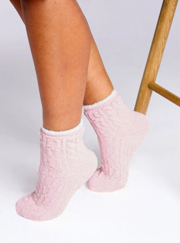 Cable slipper midi socks