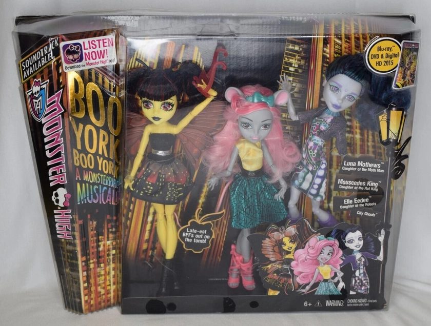 Monster High Dolls Boo York City Ghouls 3 Doll Set Luna Mothews Mouscedes Elle