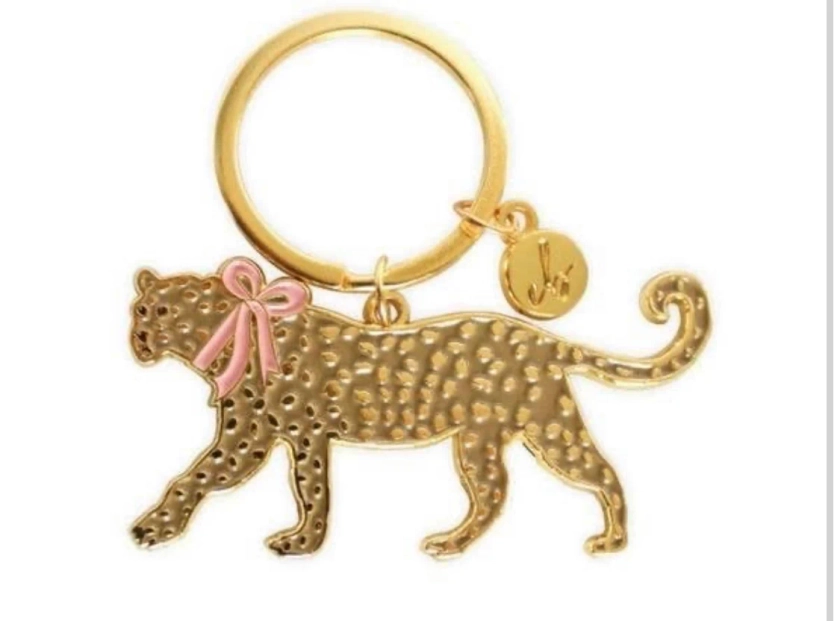 Leopard with Pink Bow Keychain