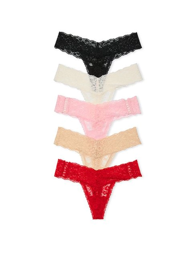 White/Pink/Nude/Red/Black Thong 5 Pack Knickers | Victoria's Secret