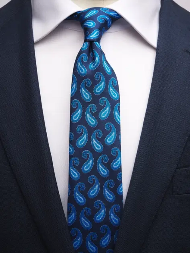 Dark Blue Tie Paisley - Buy online | John Henric