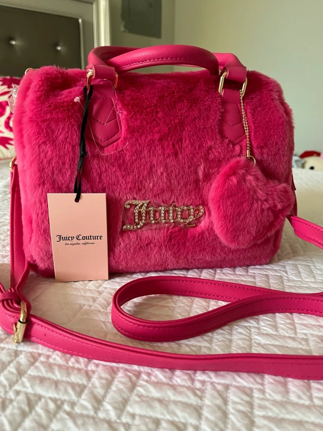 NWT Juicy Couture Faux Fur Satchel in Hot Pink on Mercari