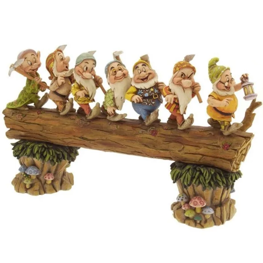 Figurine 7 Nains - Homeward Bound - Disney Tradition by Jim Shore - Effet bois - Blanche Neige