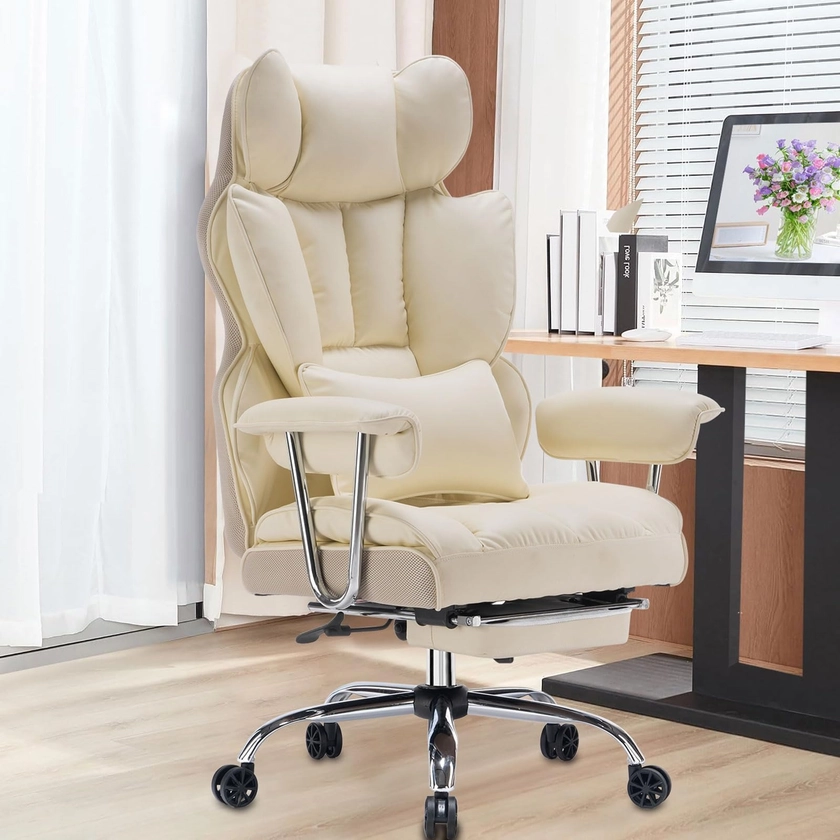 🔥Warehouse Clearance✨Last Day Only $29💥💺PU Leather Computer Chair, Executive Office Chair with Leg Rest and Lumbar Support🪑