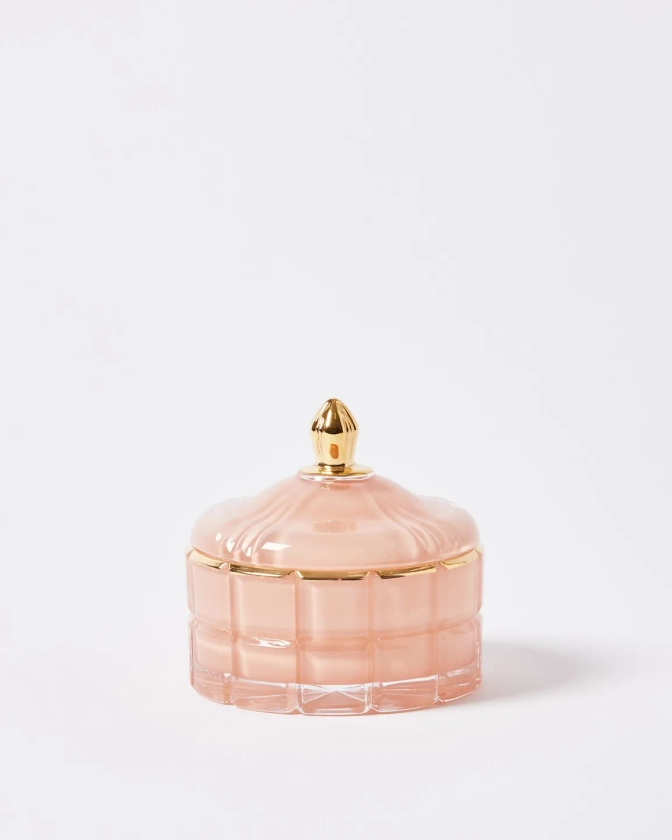 Oliver Bonas Livia Peach Pink Glass Storage Pot Small