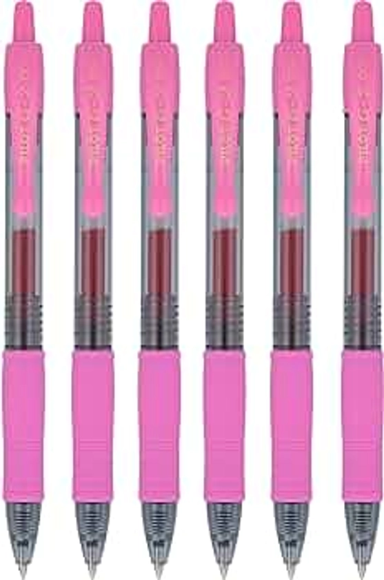 PILOT G2 Premium Retractable and Refillable Gel Ink Pens, 0.7mm Fine Point, Rose Pink, 6 Count