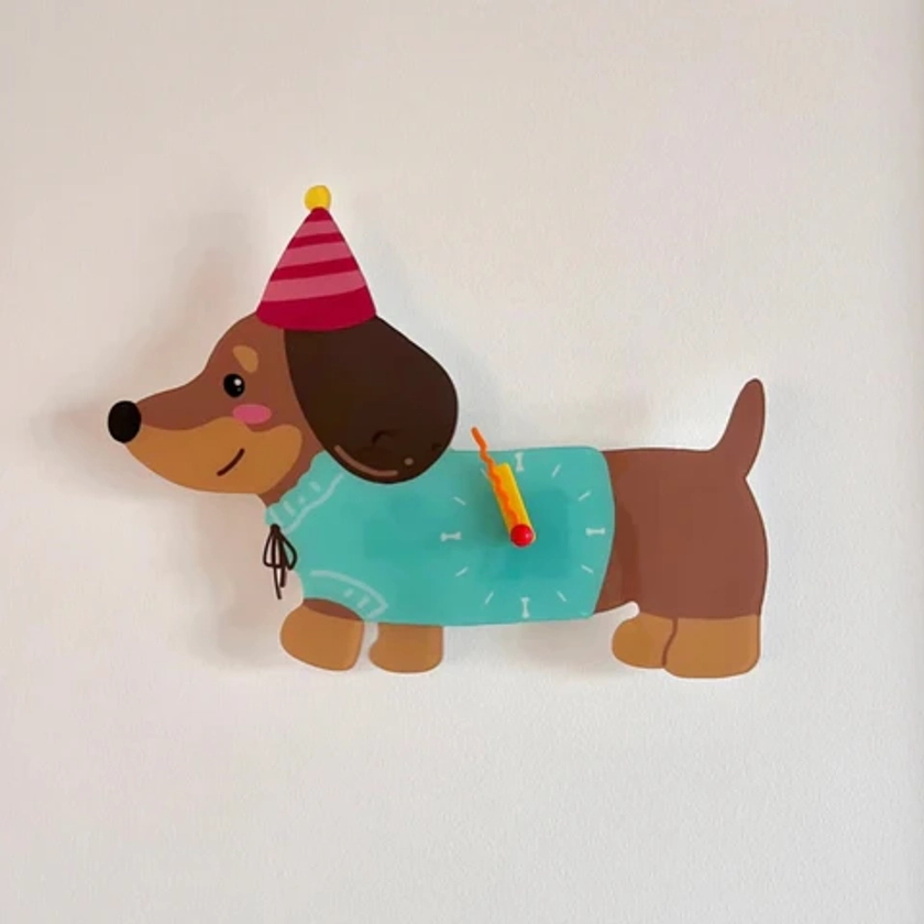 Playful Dachshund Doggy Wall Clock