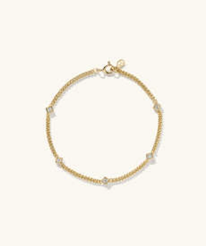 Angled Gemstone Curb Chain Bracelet