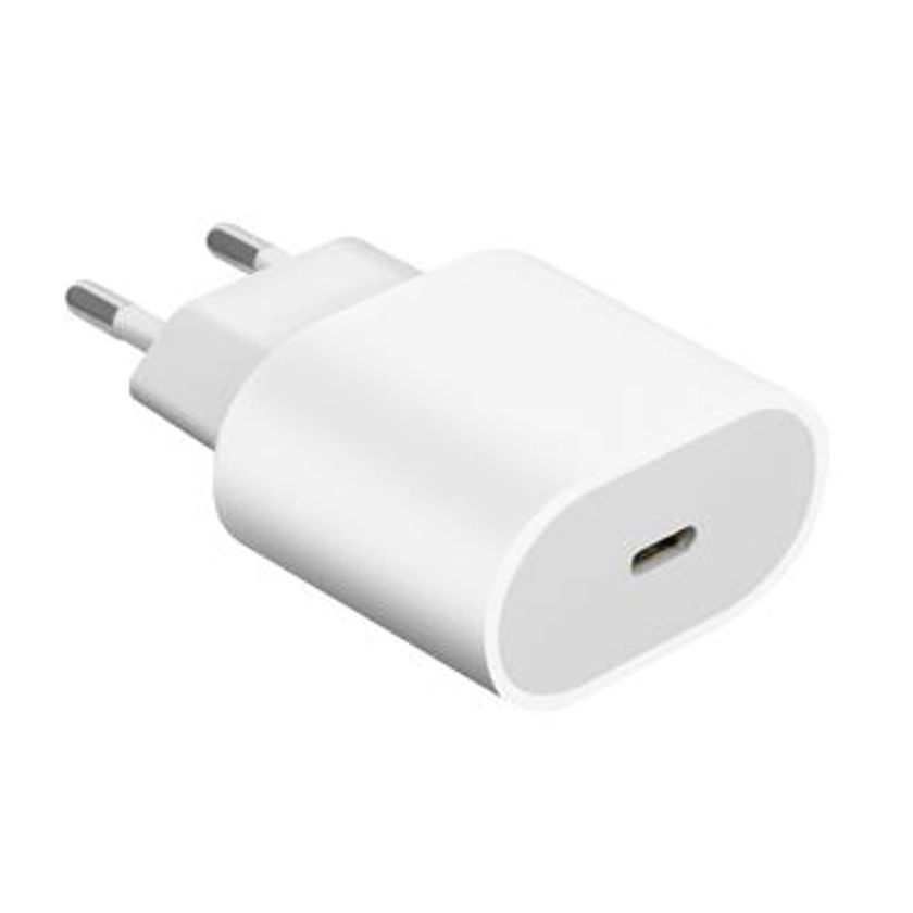 Chargeur Secteur USB Type C Power Delivery 20W Recharge Rapide Blanc