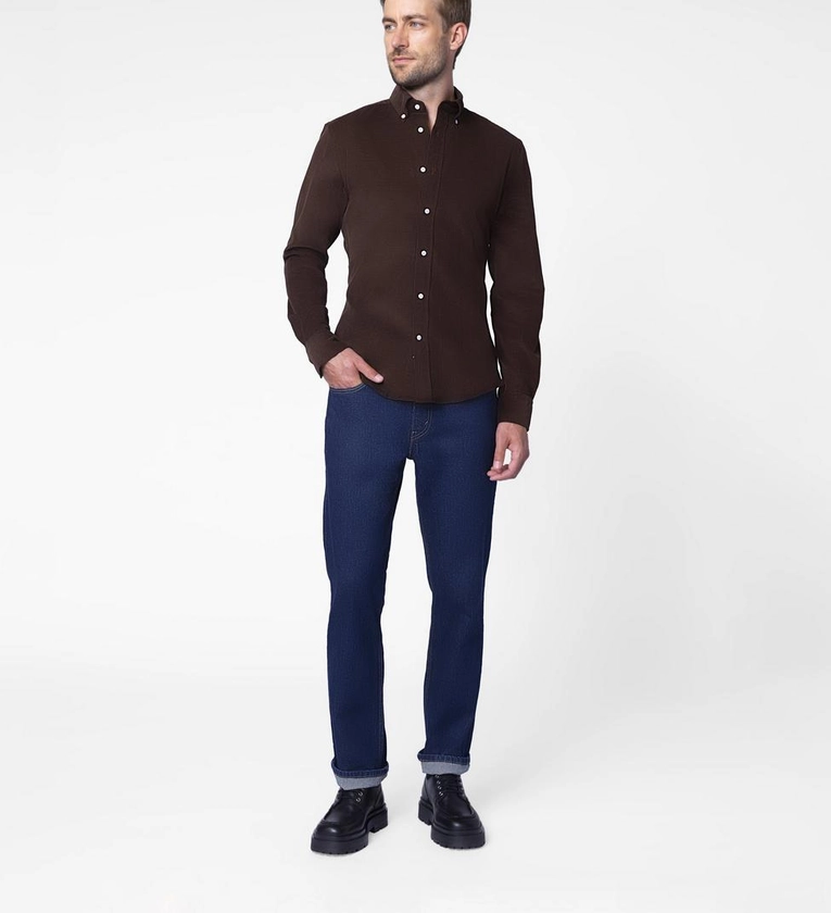 Men's Casual Shirts - Fairwood Corduroy Brown Casual Shirt | INDOCHINO
