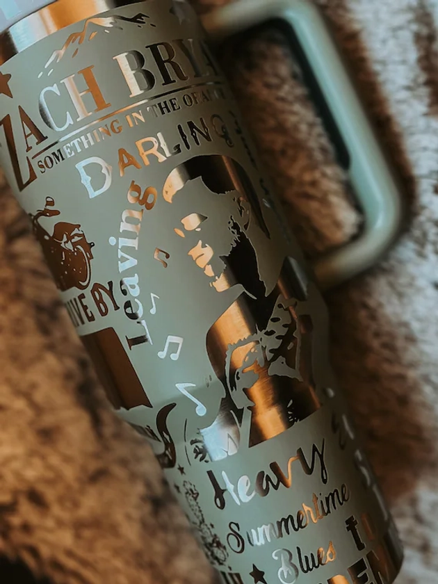 Zach Bryan themed Engraved 40 oz Tumbler with straw