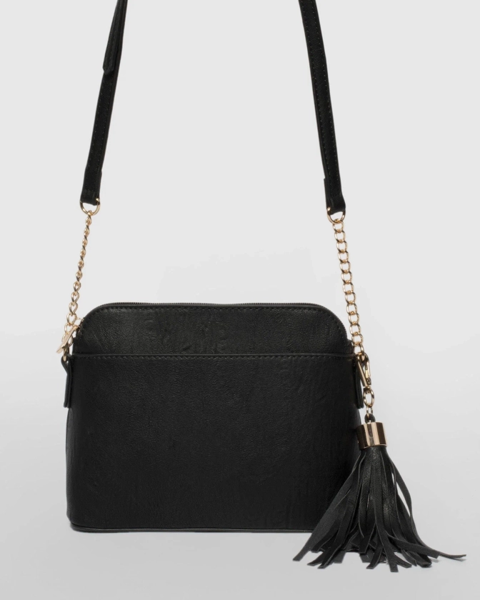 Black Karen Crossbody Bag With Tassel