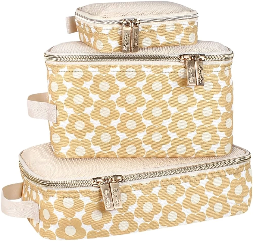 Amazon.com: Itzy Ritzy Packing Cubes for Travel – Set of 3 Packing Cubes or Travel Organizers; Each Travel Cube Features a Mesh Top, Double Zippers and a Fabric Handle (Milk & Honey) : Clothing, Shoes & Jewelry