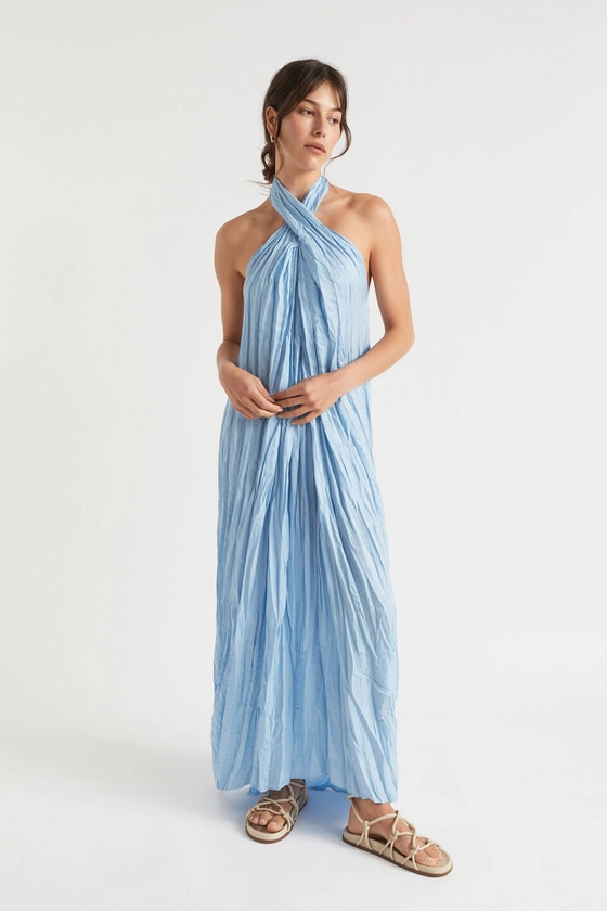 seed Heritage Satin Halter Maxi Dress