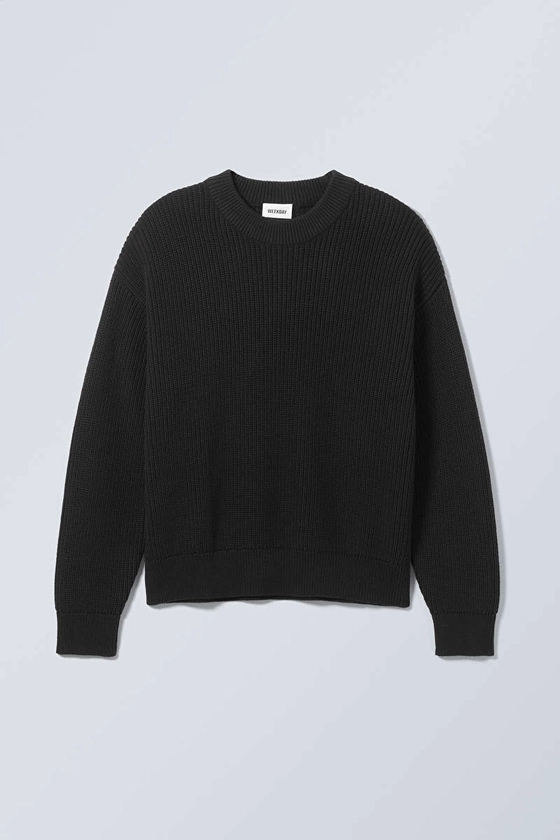 Regular Heavy Knit Sweater - Black - Weekday NL