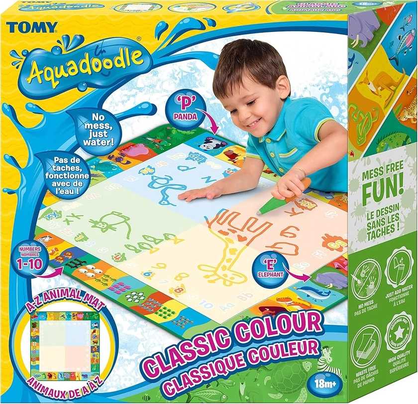 AquaDoodle TOMY - Tapis Classique Couleurs T72370, Tapis de Dessin à Eau, Coloriage Géant, Tapis d'Éveil Adapté aux Enfants dès 18 mois