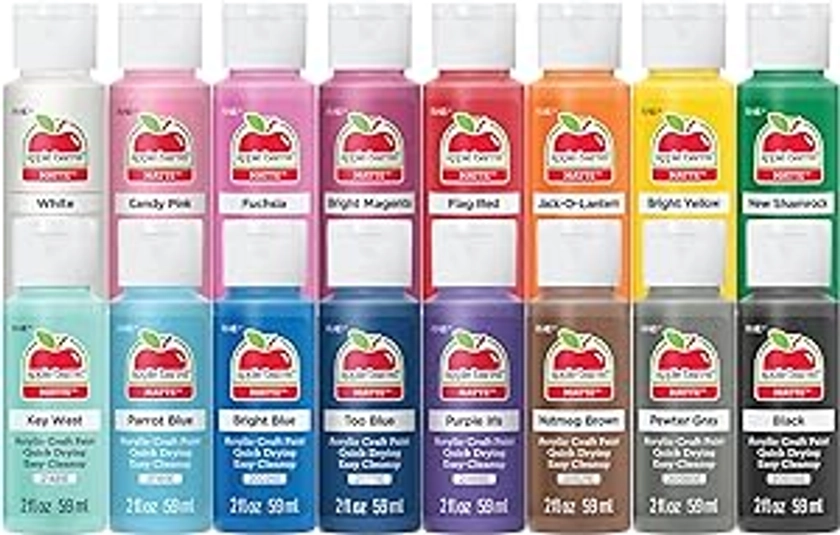 Amazon.com: Apple Barrel, Vibrant Spectrum Collection Acrylic Craft Paint, PROMOABIII, 2 fl oz each, 16 assorted matte colors, 16 count : Apple Barrel