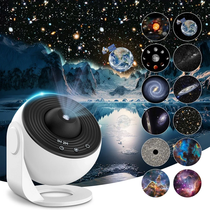 Planetarium Star Projector, Galaxy Projector, Realistic Starry Sky Night Light with 12 Film Discs, Solar System Constellation Moon for Kids Bedroom Ceiling Home Living Room Decor Birthday Gifts : Amazon.in: Baby Products