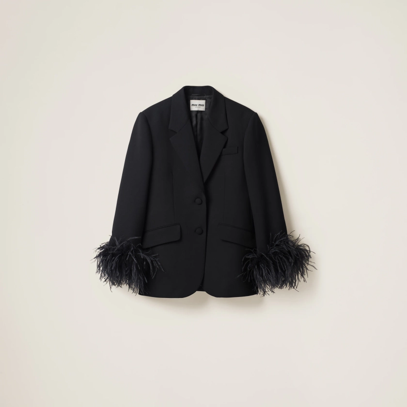 Black Single-breasted Grain De Poudre Jacket | Miu Miu