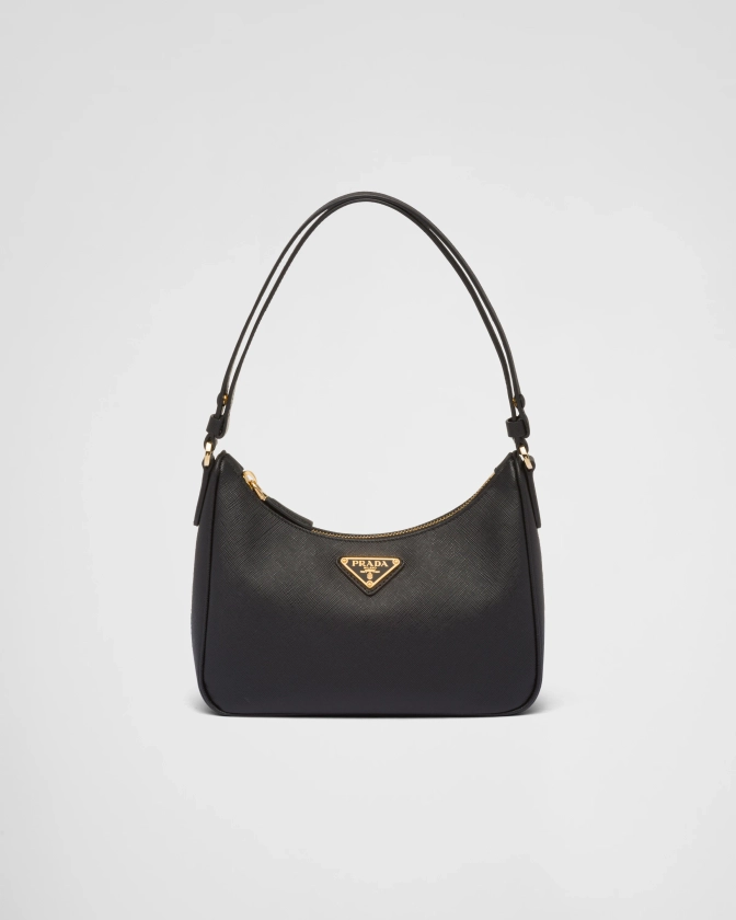 Black Prada Re-edition Saffiano Leather Mini Bag | PRADA