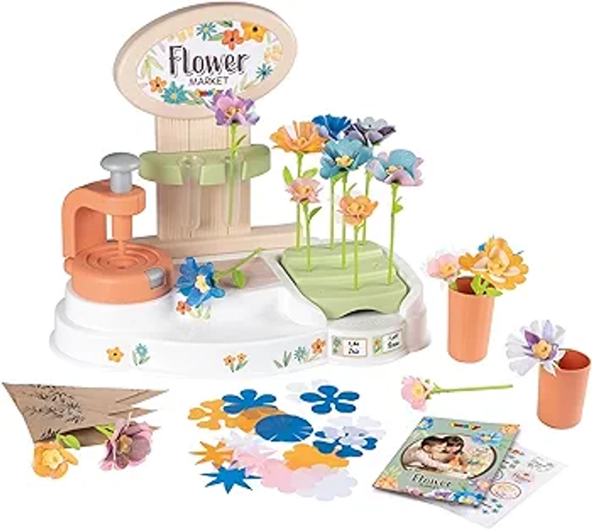 SMOBY FLOWER MARKET – Table top flower market with accessories to make beautiful flowers - educational interactive gift for children from ages 3 4 5 6 7 years old