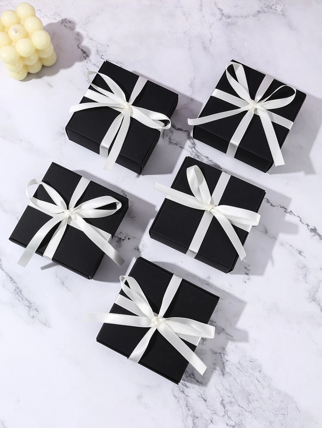 5pcs Solid Color Gift Box With Ribbon