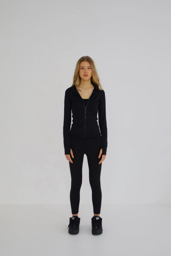 Everyday Seamless Jacket - Zip-Up, Deep Black | Fern Fitness