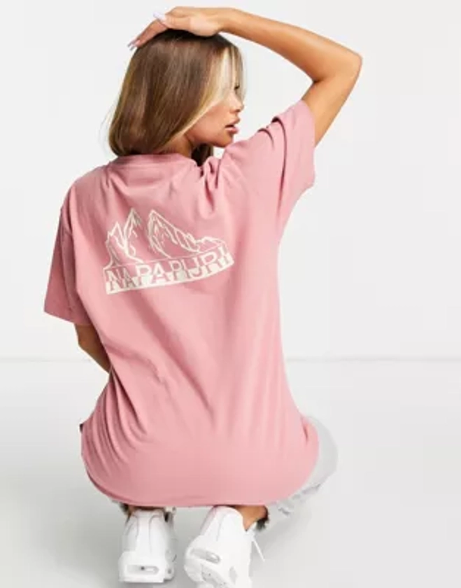 Napapijri Saretine back print t-shirt in pink