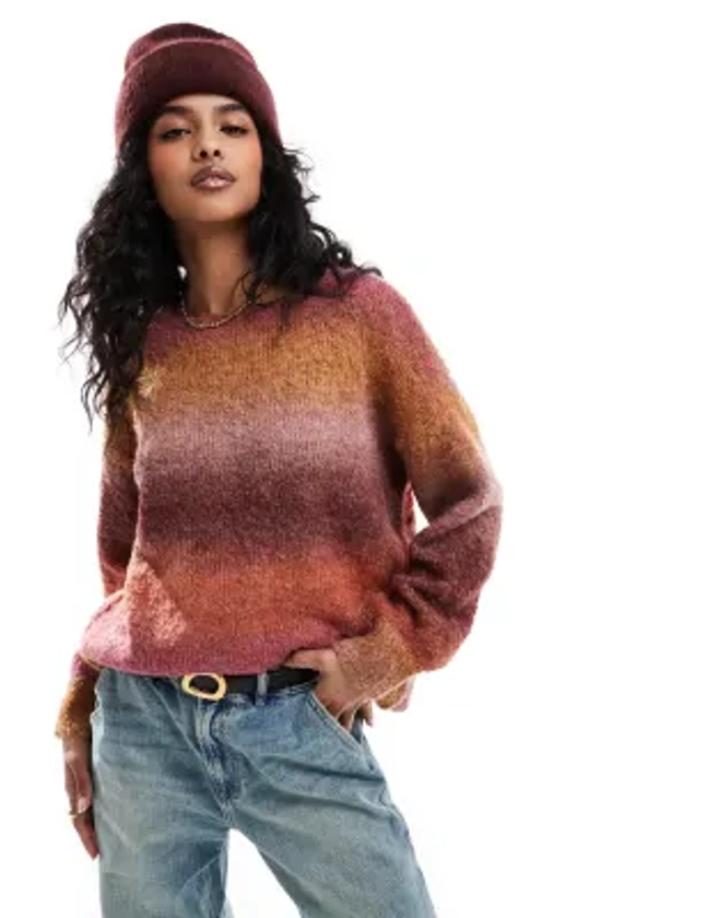 ONLY - Pull en maille duveteuse effet dégradé - Rose | ASOS