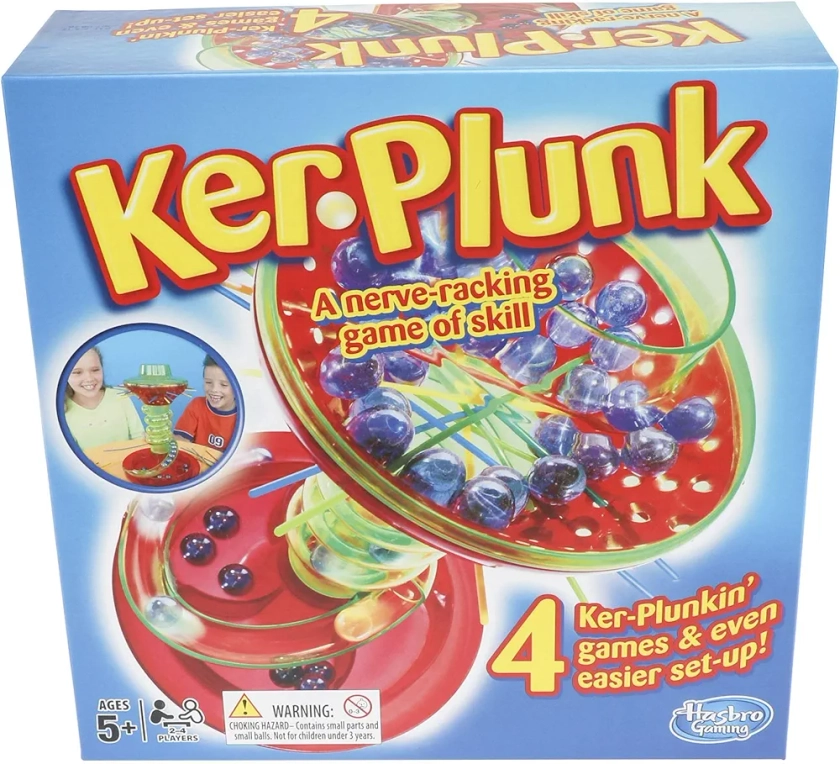 Hasbro Gaming Kerplunk Game for 5+ Year Old Kids | Nerve-Racking Skill Test | Family and Party Game-Night | Includes 30 Marbles, 28 Sticks, and More | 4 Ways to Play | Gift Idea for Classic Games Fans