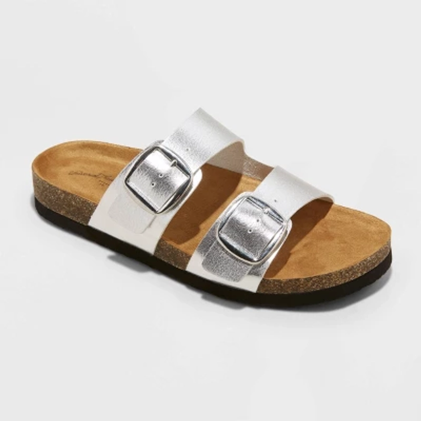 Women's Devin Two Band Footbed Sandals - Universal Thread™ Silver 9