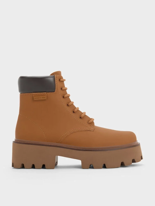 Ripley Ridged Sole Ankle Boots - Caramel