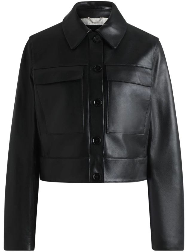 BOSS Veste Crop En Cuir | Noir | FARFETCH FR