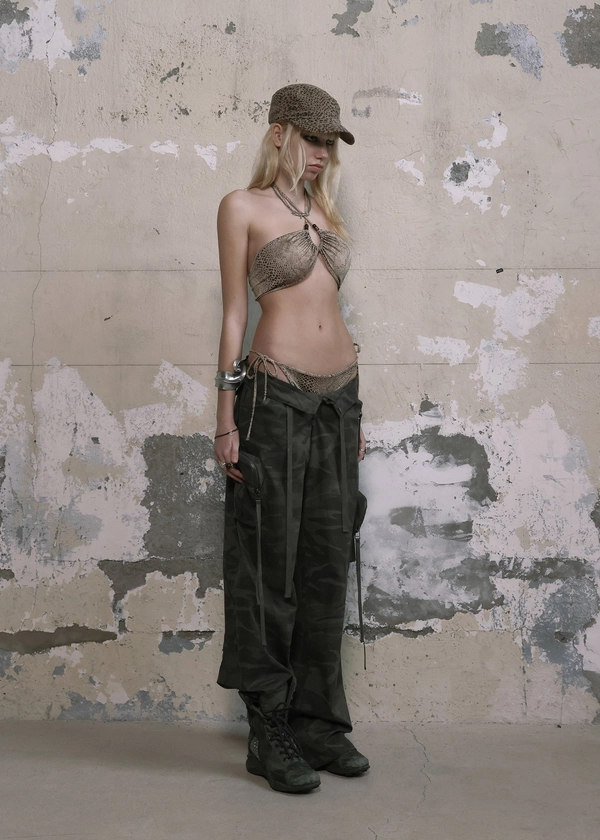 [ 2ND REORDER ] (UNISEX) POUCH POCKET CARGO WIDE PANTS, CAMO - bohemseo