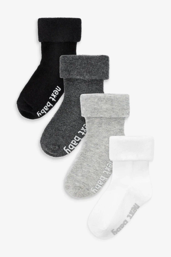 Buy Monochrome 4 Pack Roll Top Baby Socks (0mths-2yrs) from the Next UK online shop