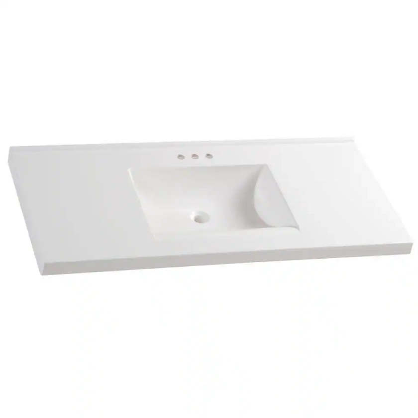 Glacier Bay 49 in. W x 22 in. D Cultured Marble White Rectangular Single Sink Vanity Top in White HU4922R-WH - The Home Depot