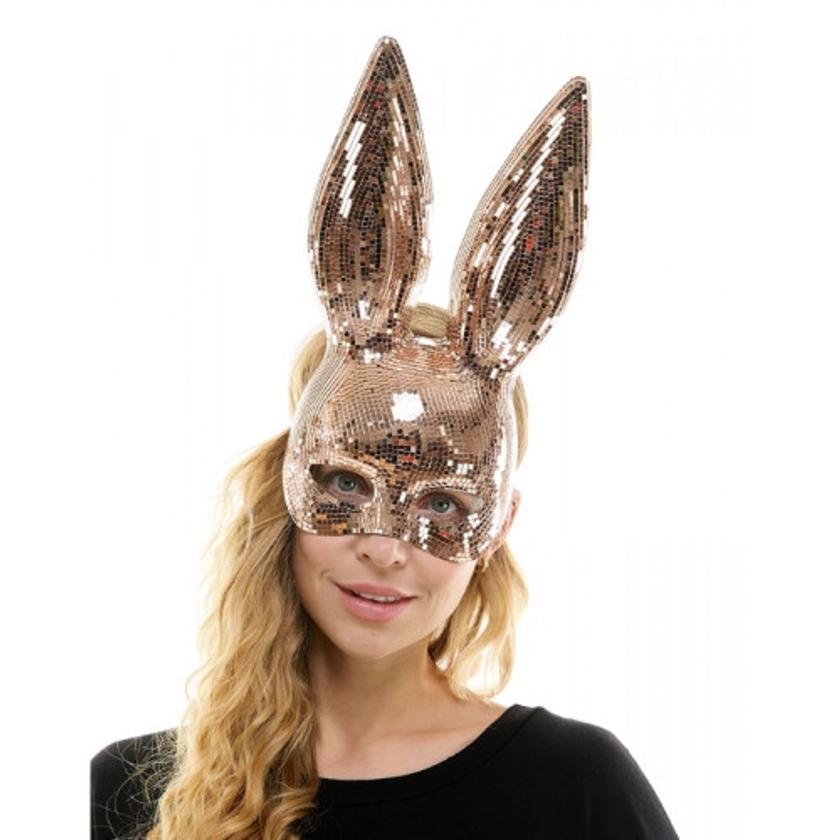 Sexy Bunny Masquerade Mask VIP Animal Mask Rabbit Mirror Glass Rose Gold 