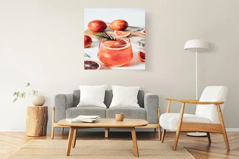 VERRE ART Printed Framed Canvas Painting for Home Decor Office Wall Studio Wall Living Room Decoration (22x22inch Wrapped) - Blood Orange Spritz Art Print : Amazon.in: Home & Kitchen