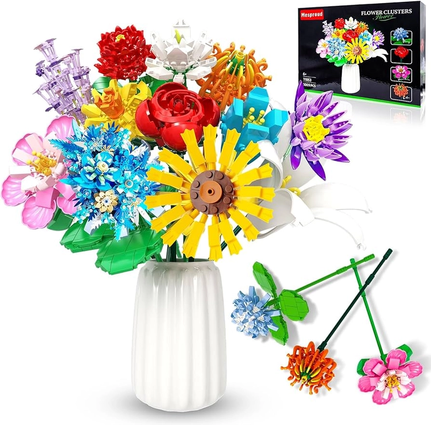 Amazon.com: Flowers Bouquet Building Decoration Sets, Flower Plants for Botanical Collection and Decorative Home Table Art 1009PCS Not Vase, Botanical Piece for Wife Girlfriend, Gift for Girls Adults Ages 6+ : Home & Kitchen