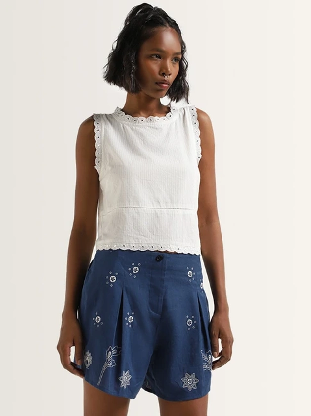 Bombay Paisley by Westside White Embroidered Top