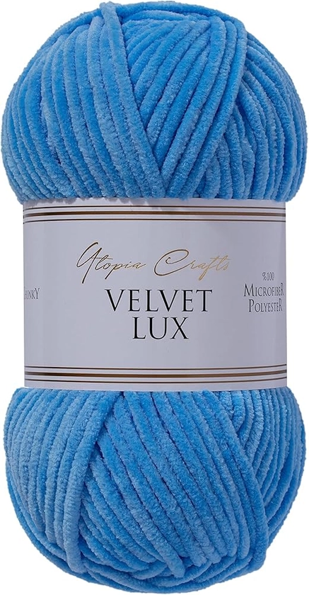 Utopia Crafts Velvet Lux Chenille Super Soft Chunky Yarn for Knitting and Crochet, 100g - 110m (Sky Blue) : Amazon.co.uk: Home & Kitchen