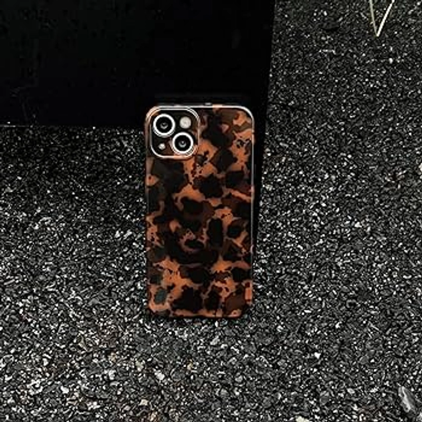 Tortoise Shell Retro Phone Case Compatible with iPhone 12 Pro Max Chic Amber Brown Leopard Stylish Classic Soft Slim Protective Cover for iPhone 12promax 6.7inch