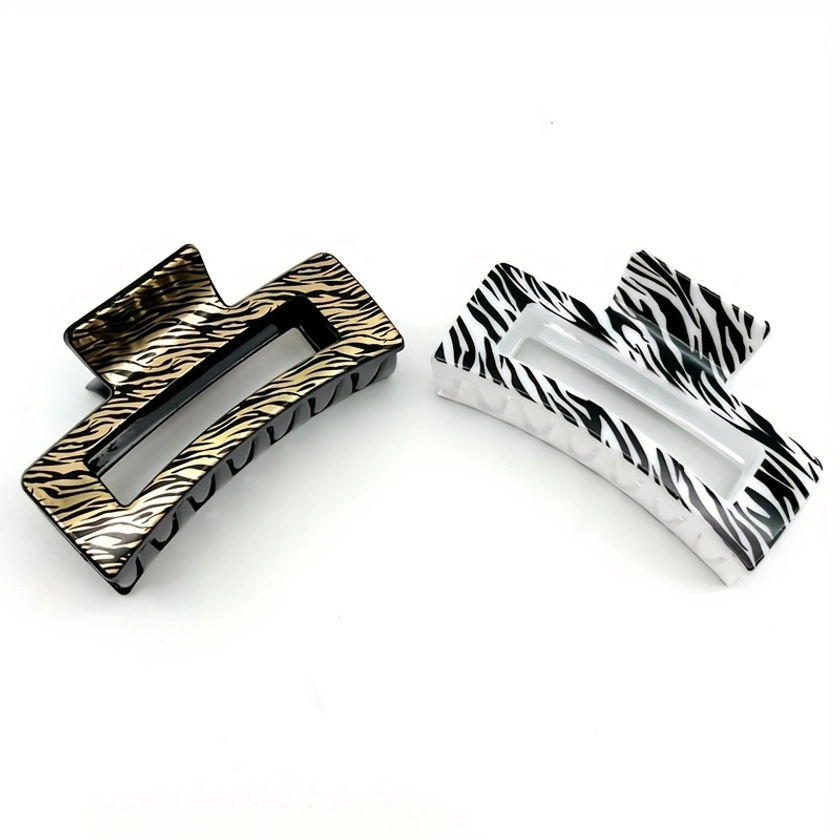 1/2pcs Zebra Pattern Hair Claw Shark Claw Non-slip Claw Clips Hair Accessories For Female Women