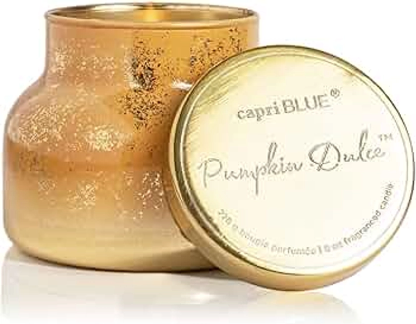 Capri Blue Glimmer Petite Signature Jar - Pumpkin Dulce Scented Candle with Ombre Glass Candle Holder - Luxury Aromatherapy Candle - 8 Oz - Cider and Gold