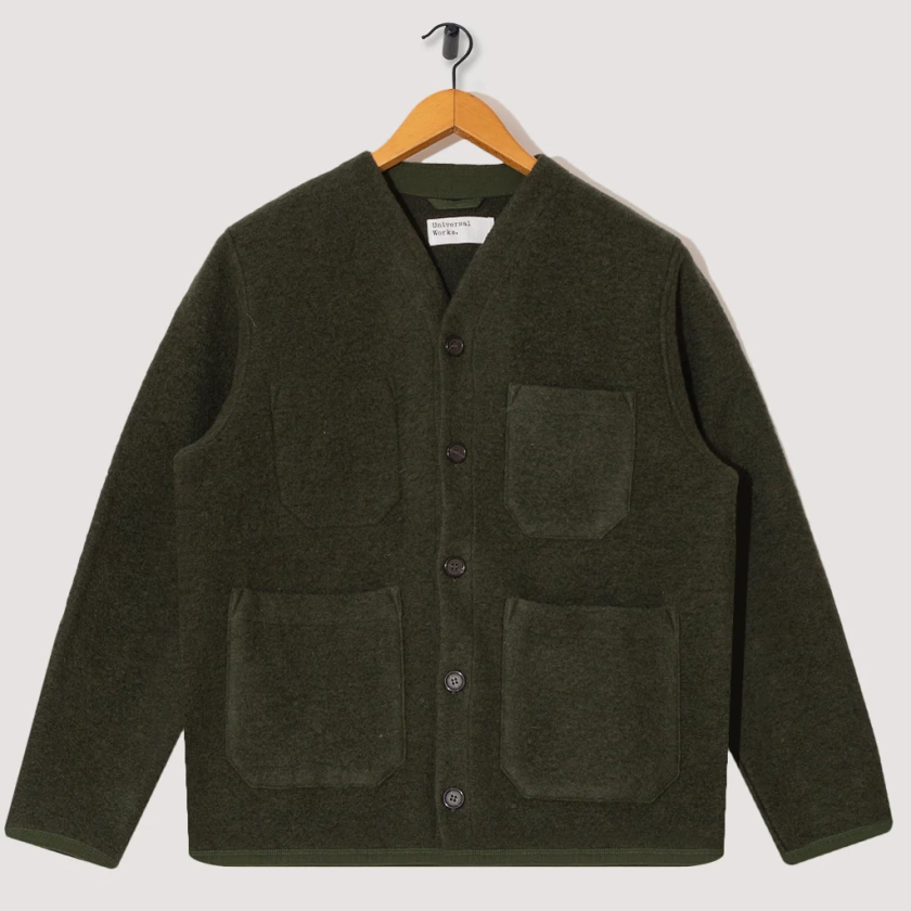 Wool Fleece Cardigan - Olive