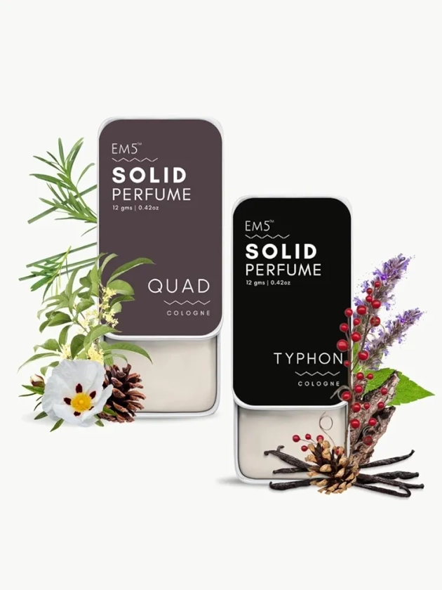 Buy EM5™ Pack of 2 Quad & Typhon Solid Perfumes | Alcohol Free Cologne for Men & Women | Non-Greasy Wax Perfume | Strong & Lasting Fragrance | Gifting Set for Him & Her Online at Low Prices in India - Amazon.in
