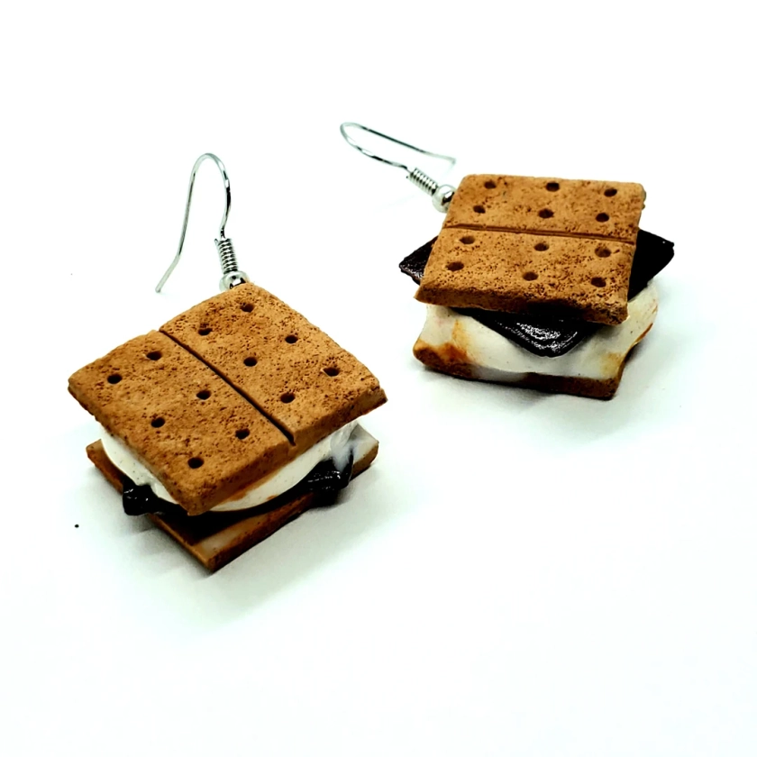 Smores Earrings, Marshmallow Earrings, Chocolate Earrings, Sumner Earrings, Fall Earrings, Miniatures, Dollhouse, Gifts for Her, Clay Food - Etsy