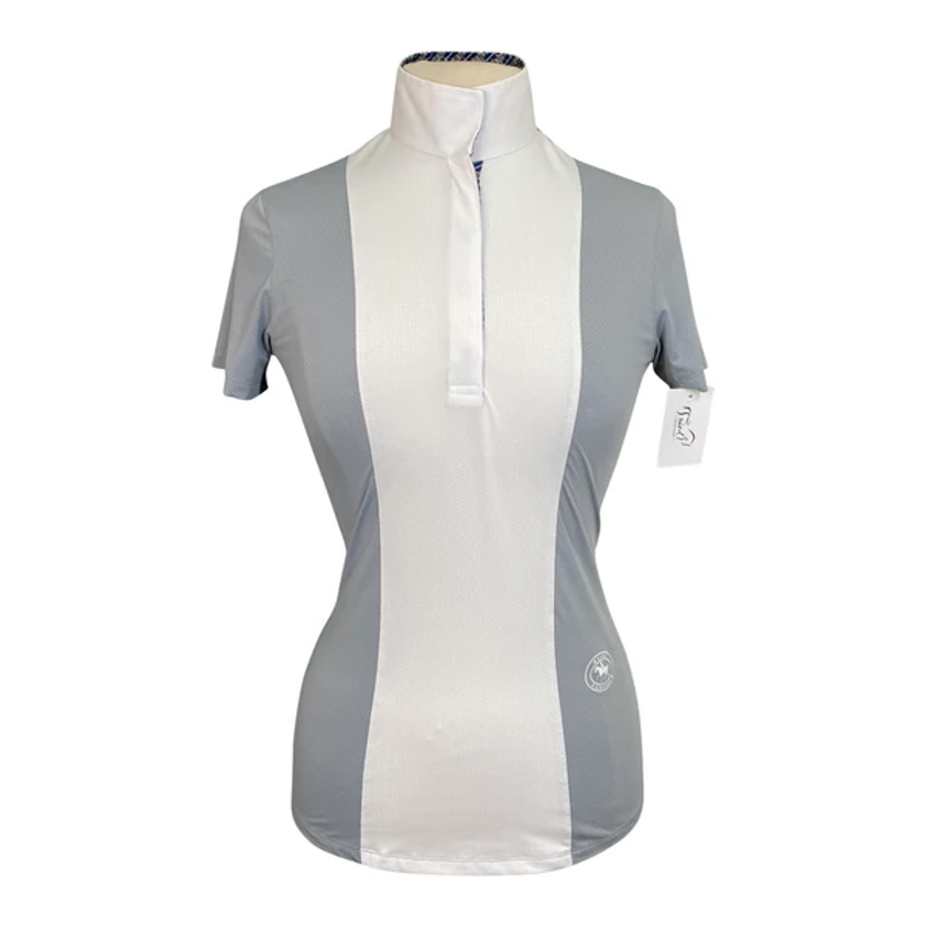 Essex Classics 'Luna' Performance Show Shirt in Grey/White 'Spurs Straps' - Women's Small