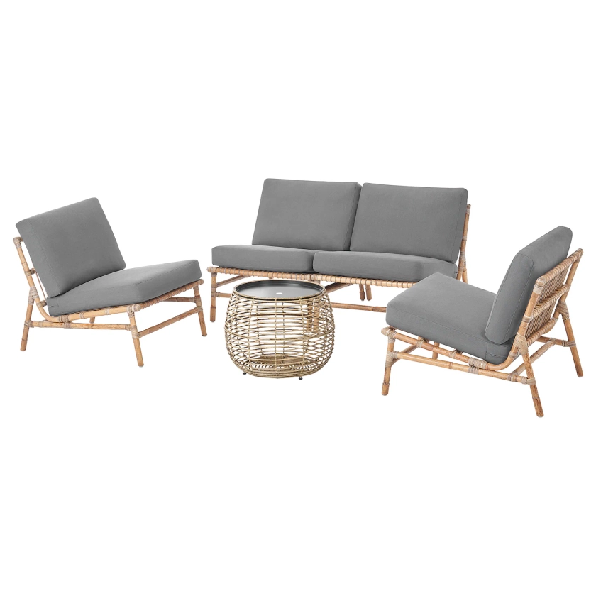 TVARÖ / FRÖSÖN 4-seat conversation set, outdoor, dark grey - IKEA